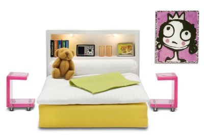 Kinderpuppenzubehör Schlafzimmermöbel schönes Bett Puppenhaus Spielzeug Set LBOD