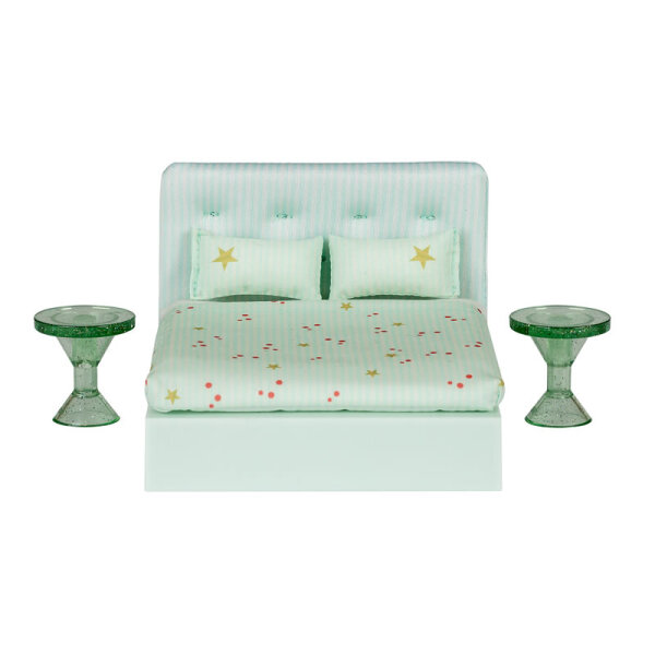 LUNDBY - Puppenhausmöbel Bett mit Gepolstertem Kopfteil