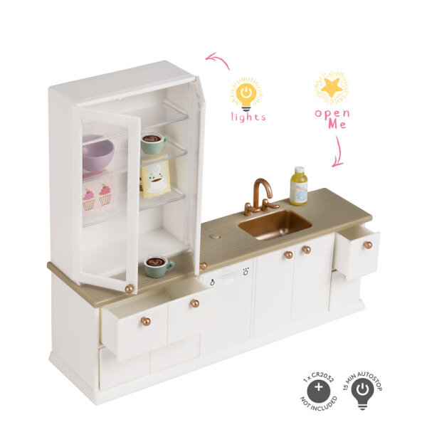 LUNDBY - Puppenhausmöbel Küche mit Vitrinenschrank