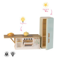LUNDBY - Puppenhausmöbel Kücheninsel mit Backofen & Herd
