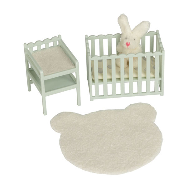 LUNDBY - Puppenhausmöbel Gitterbett & Wickeltisch