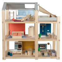 small foot Puppenhaus Natur mit Möbeln