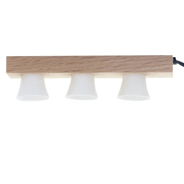 Hängelampe Holz mit drei Strahlern, LED