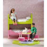 LUNDBY - Puppenhausmöbel Kinderzimmer, grün/pink